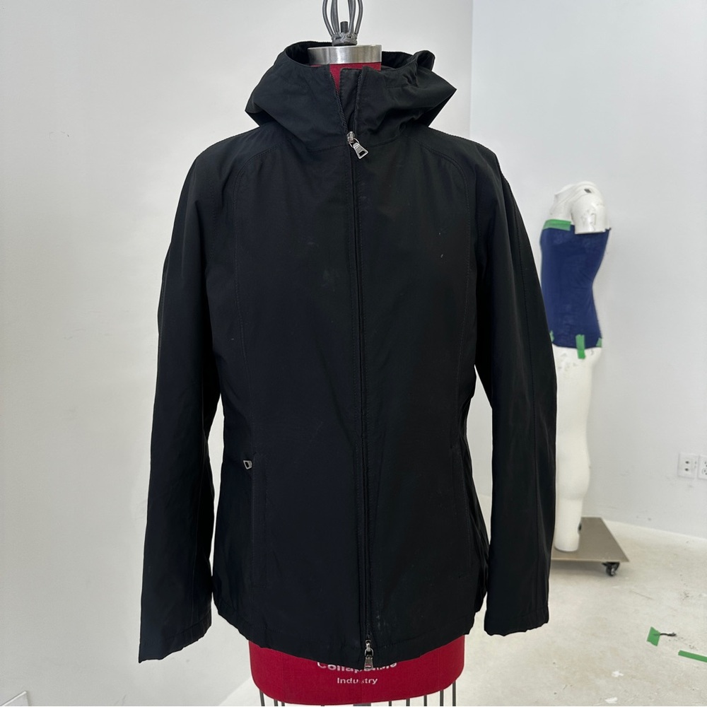 PRADA WOMEN'S BLACK GORE-TEX ZIP FRONT HOODY JACKET SIZE US MEDIUM